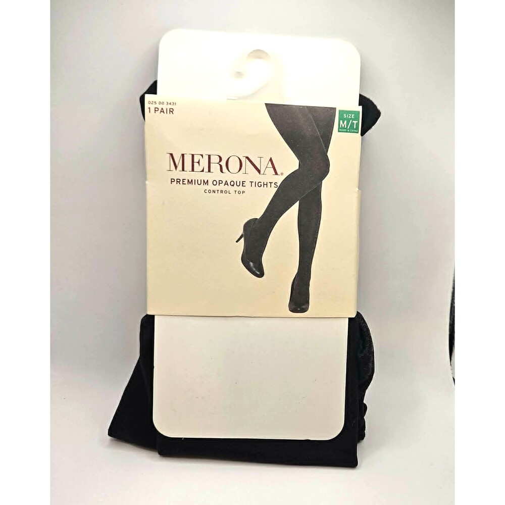 Merona Premium Opaque Tights Black Medium Tall Medium/Tall Style 3431 NIP